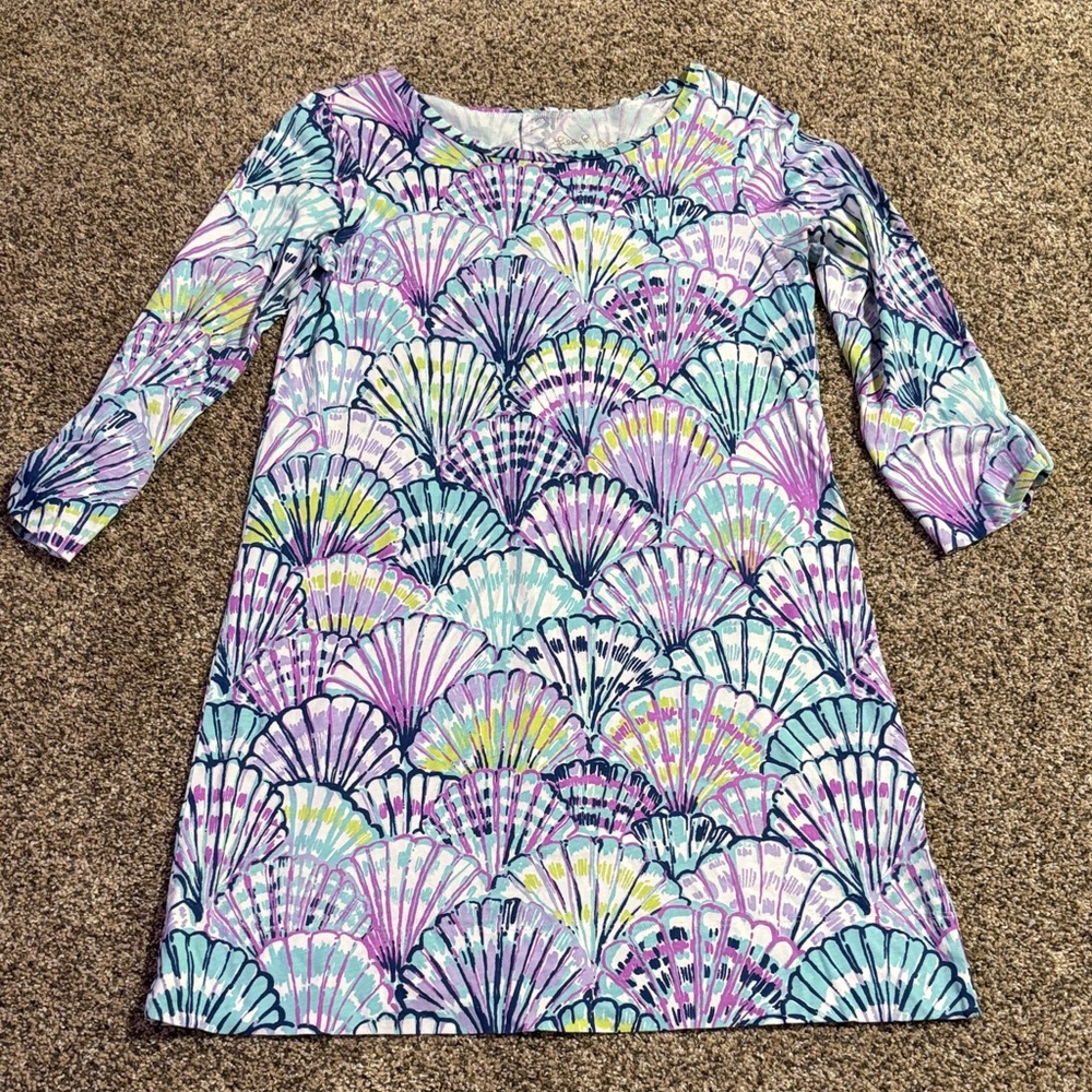 Lilly Pulitzer Multicolor Shell-Print Shift Dress - Purple, Teal, Yellow, Pink